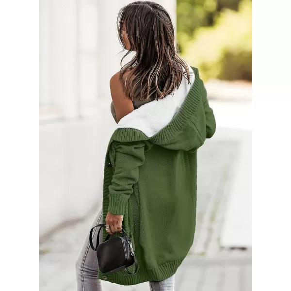 Sidefeel Women's Cardigan Sweaters Hooded Fleece Lined Button Down Front Jackets Winter Coat with Pockets