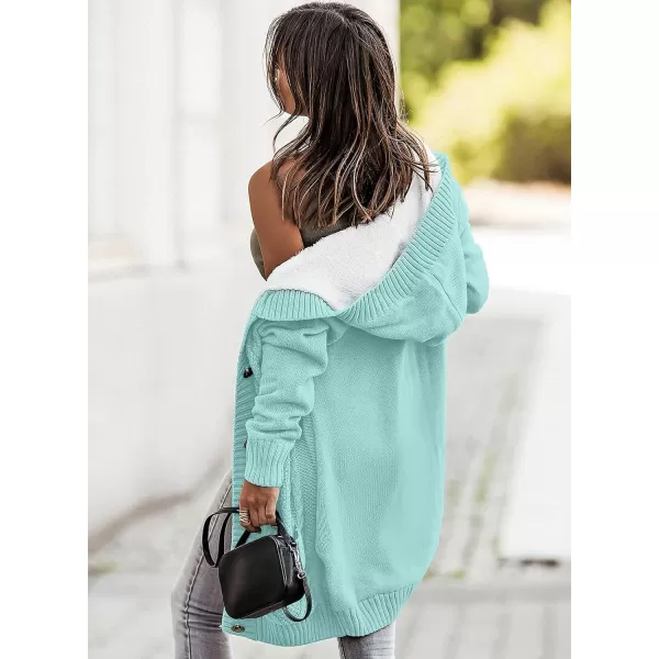 Sidefeel Women's Cardigan Sweaters Hooded Fleece Lined Button Down Front Jackets Winter Coat with Pockets