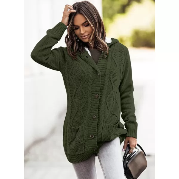 Sidefeel Women's Cardigan Sweaters Hooded Fleece Lined Button Down Front Jackets Winter Coat with Pockets