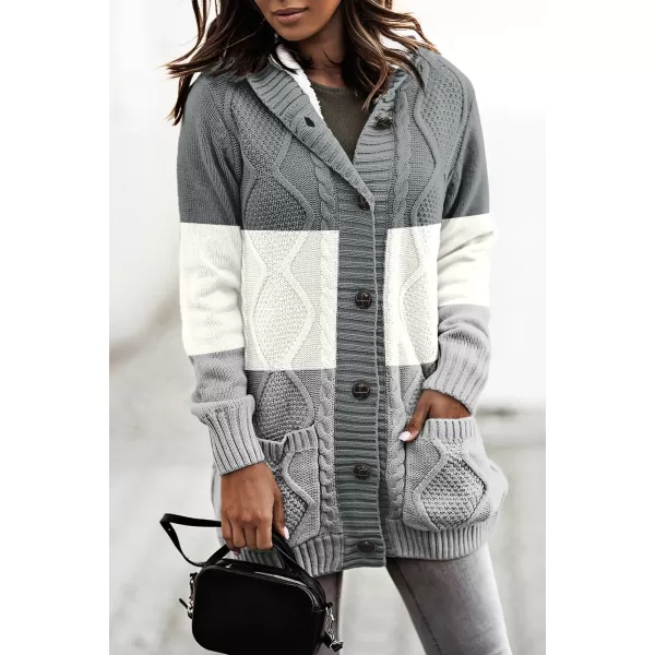 Sidefeel Women's Cardigan Sweaters Hooded Fleece Lined Button Down Front Jackets Winter Coat with Pockets
