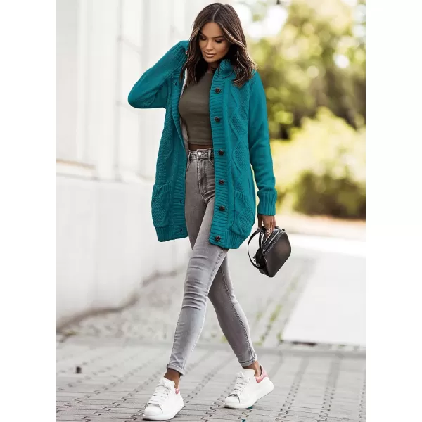 Sidefeel Women's Cardigan Sweaters Hooded Fleece Lined Button Down Front Jackets Winter Coat with Pockets