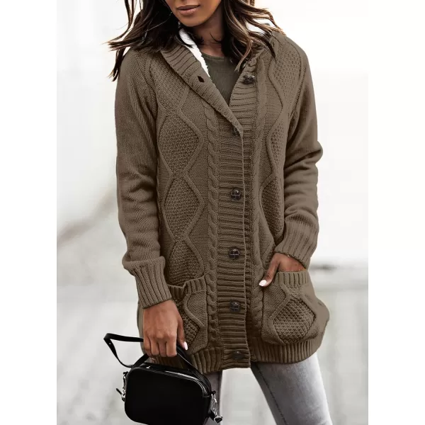 Sidefeel Women's Cardigan Sweaters Hooded Fleece Lined Button Down Front Jackets Winter Coat with Pockets
