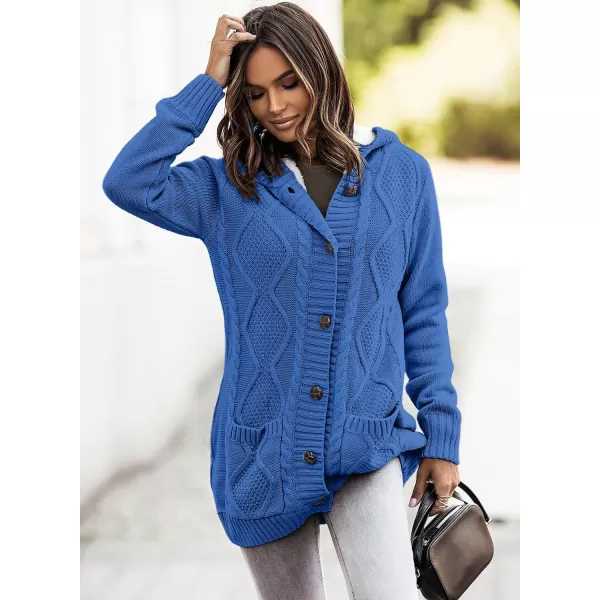 Sidefeel Women's Cardigan Sweaters Hooded Fleece Lined Button Down Front Jackets Winter Coat with Pockets