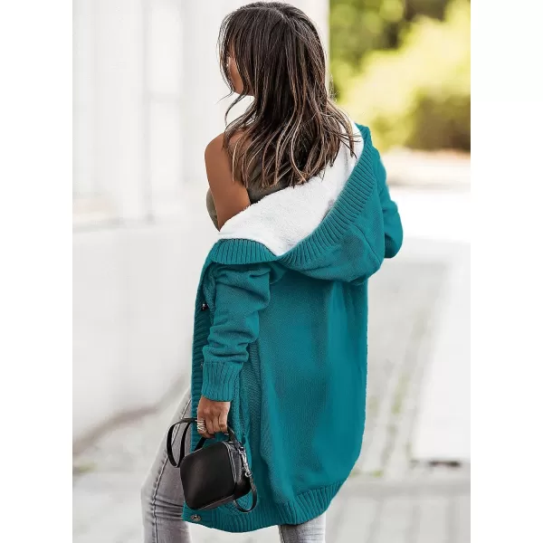 Sidefeel Women's Cardigan Sweaters Hooded Fleece Lined Button Down Front Jackets Winter Coat with Pockets