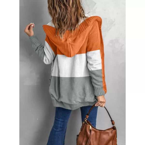 Sidefeel Women's Cardigan Sweaters Hooded Fleece Lined Button Down Front Jackets Winter Coat with Pockets