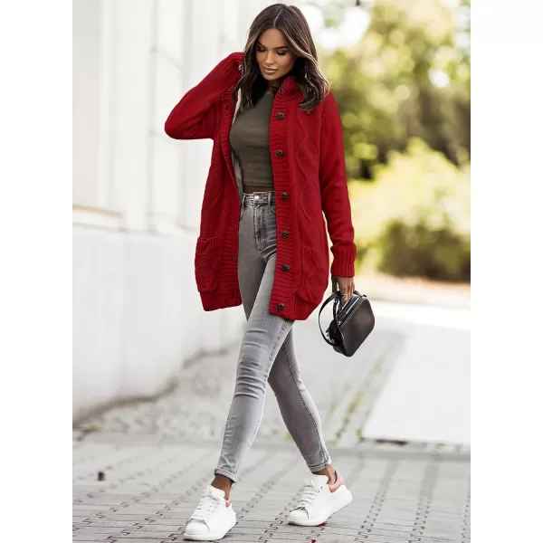 Sidefeel Women's Cardigan Sweaters Hooded Fleece Lined Button Down Front Jackets Winter Coat with Pockets