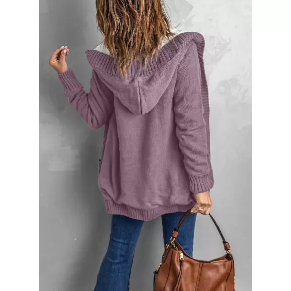 Sidefeel Women's Cardigan Sweaters Hooded Fleece Lined Button Down Front Jackets Winter Coat with Pockets