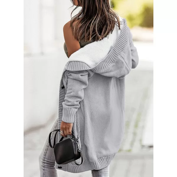 Sidefeel Women's Cardigan Sweaters Hooded Fleece Lined Button Down Front Jackets Winter Coat with Pockets