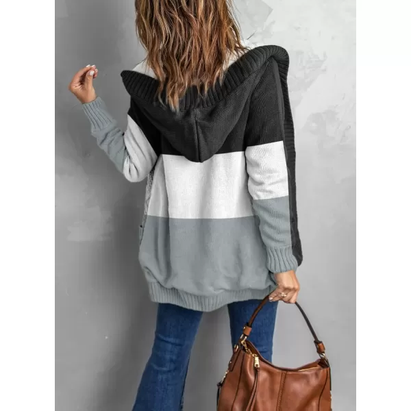 Sidefeel Women's Cardigan Sweaters Hooded Fleece Lined Button Down Front Jackets Winter Coat with Pockets
