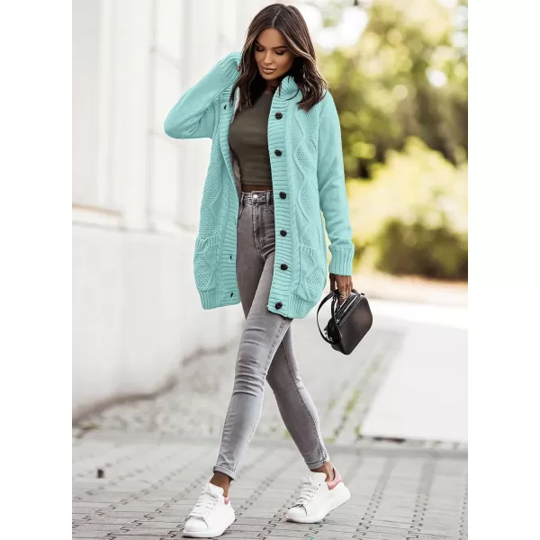 Sidefeel Women's Cardigan Sweaters Hooded Fleece Lined Button Down Front Jackets Winter Coat with Pockets