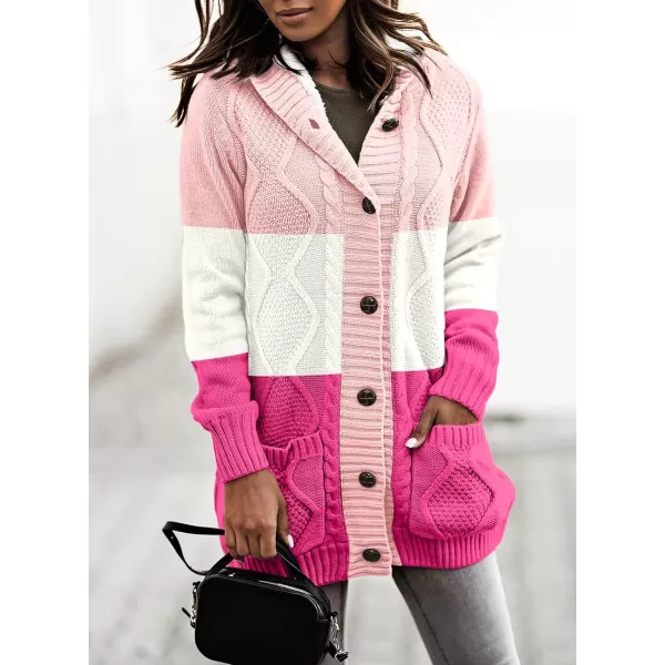 Sidefeel Women's Cardigan Sweaters Hooded Fleece Lined Button Down Front Jackets Winter Coat with Pockets