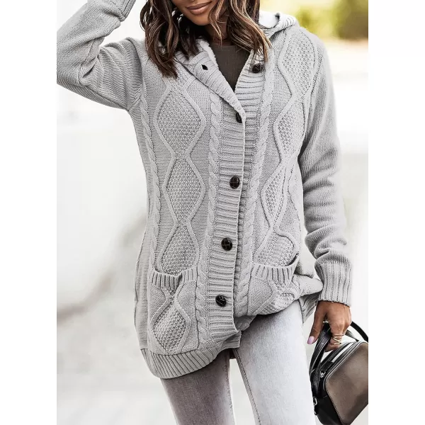 Sidefeel Women's Cardigan Sweaters Hooded Fleece Lined Button Down Front Jackets Winter Coat with Pockets