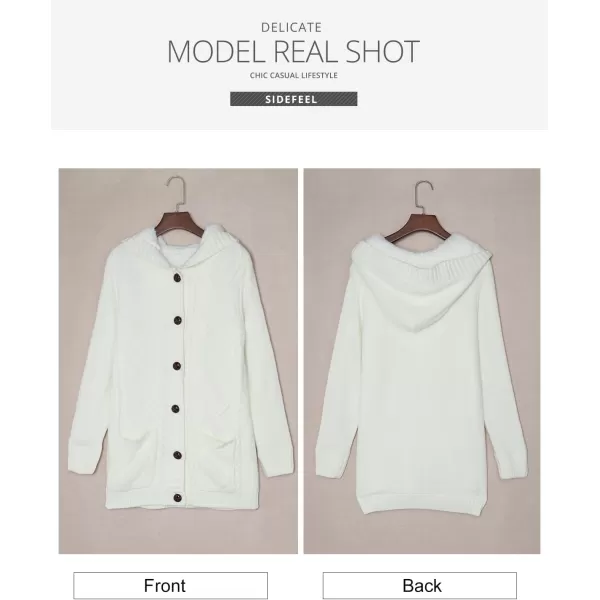 Sidefeel Women's Cardigan Sweaters Hooded Fleece Lined Button Down Front Jackets Winter Coat with Pockets