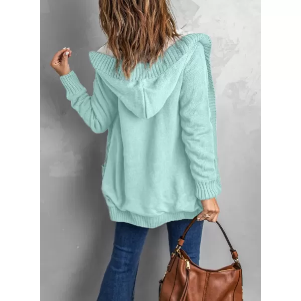 Sidefeel Women's Cardigan Sweaters Hooded Fleece Lined Button Down Front Jackets Winter Coat with Pockets