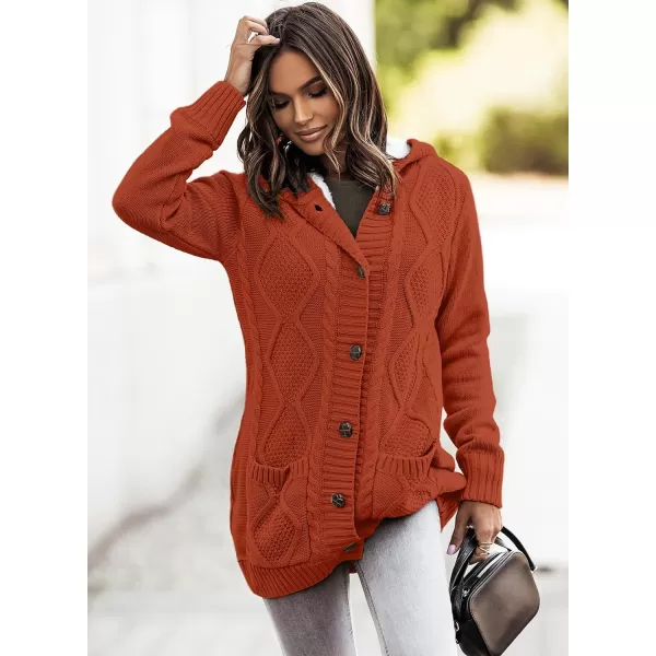 Sidefeel Women's Cardigan Sweaters Hooded Fleece Lined Button Down Front Jackets Winter Coat with Pockets