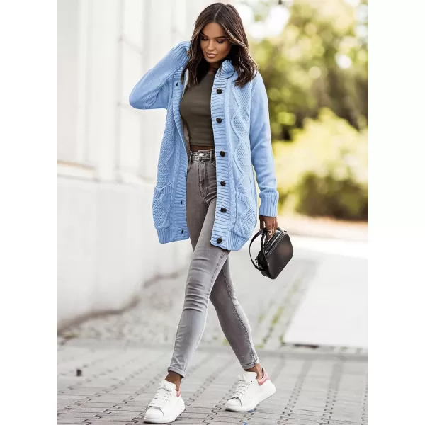 Sidefeel Women's Cardigan Sweaters Hooded Fleece Lined Button Down Front Jackets Winter Coat with Pockets