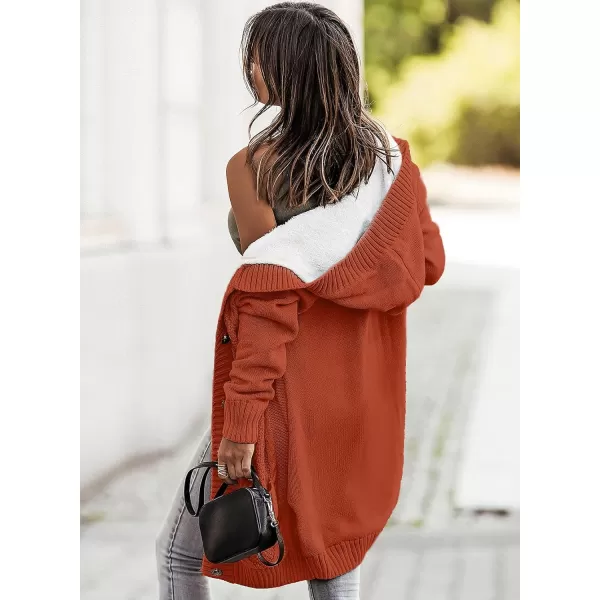 Sidefeel Women's Cardigan Sweaters Hooded Fleece Lined Button Down Front Jackets Winter Coat with Pockets