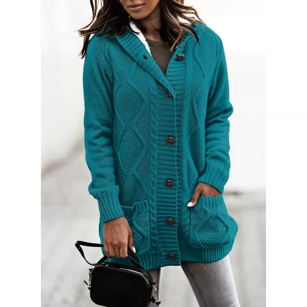 Sidefeel Women's Cardigan Sweaters Hooded Fleece Lined Button Down Front Jackets Winter Coat with Pockets
