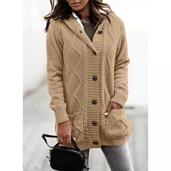 Sidefeel Women's Cardigan Sweaters Hooded Fleece Lined Button Down Front Jackets Winter Coat with Pockets