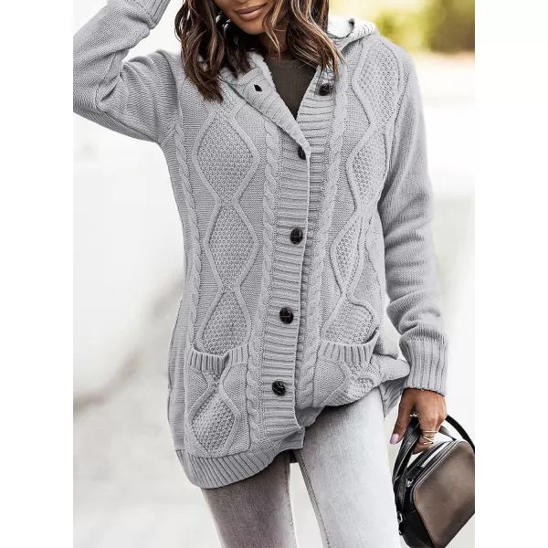Sidefeel Women's Cardigan Sweaters Hooded Fleece Lined Button Down Front Jackets Winter Coat with Pockets
