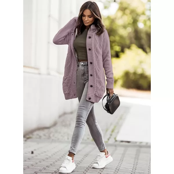 Sidefeel Women's Cardigan Sweaters Hooded Fleece Lined Button Down Front Jackets Winter Coat with Pockets