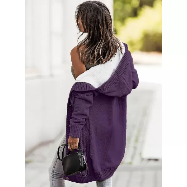 Sidefeel Women's Cardigan Sweaters Hooded Fleece Lined Button Down Front Jackets Winter Coat with Pockets