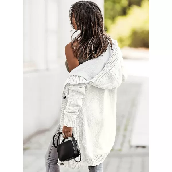 Sidefeel Women's Cardigan Sweaters Hooded Fleece Lined Button Down Front Jackets Winter Coat with Pockets