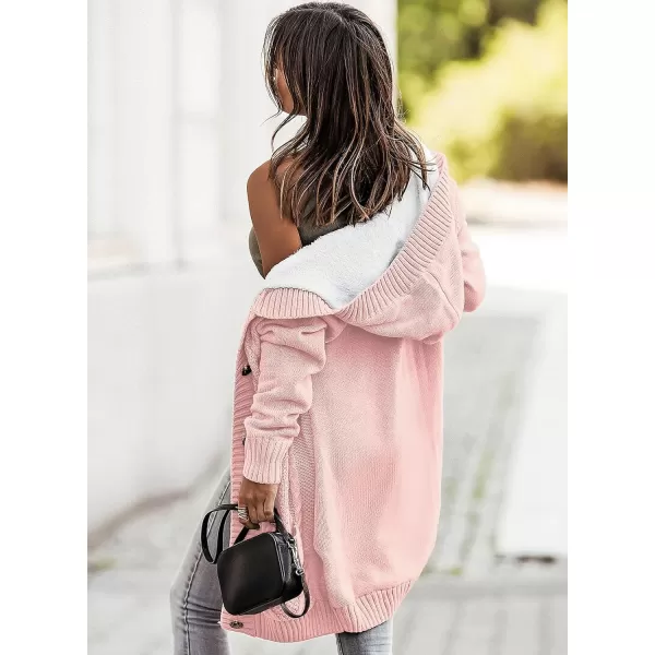 Sidefeel Women's Cardigan Sweaters Hooded Fleece Lined Button Down Front Jackets Winter Coat with Pockets