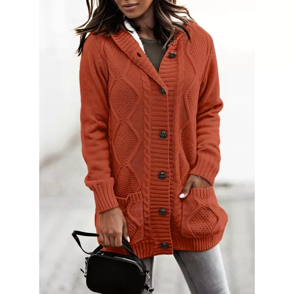 Sidefeel Women's Cardigan Sweaters Hooded Fleece Lined Button Down Front Jackets Winter Coat with Pockets