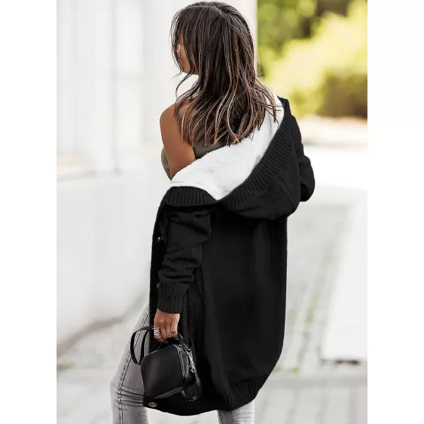 Sidefeel Women's Cardigan Sweaters Hooded Fleece Lined Button Down Front Jackets Winter Coat with Pockets
