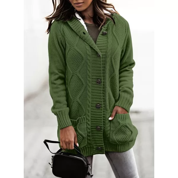 Sidefeel Women's Cardigan Sweaters Hooded Fleece Lined Button Down Front Jackets Winter Coat with Pockets