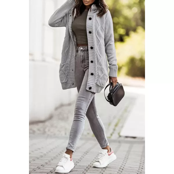 Sidefeel Women's Cardigan Sweaters Hooded Fleece Lined Button Down Front Jackets Winter Coat with Pockets