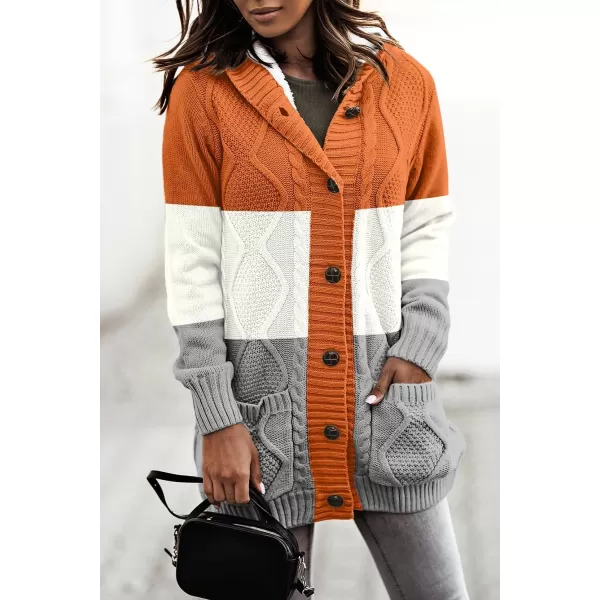 Sidefeel Women's Cardigan Sweaters Hooded Fleece Lined Button Down Front Jackets Winter Coat with Pockets