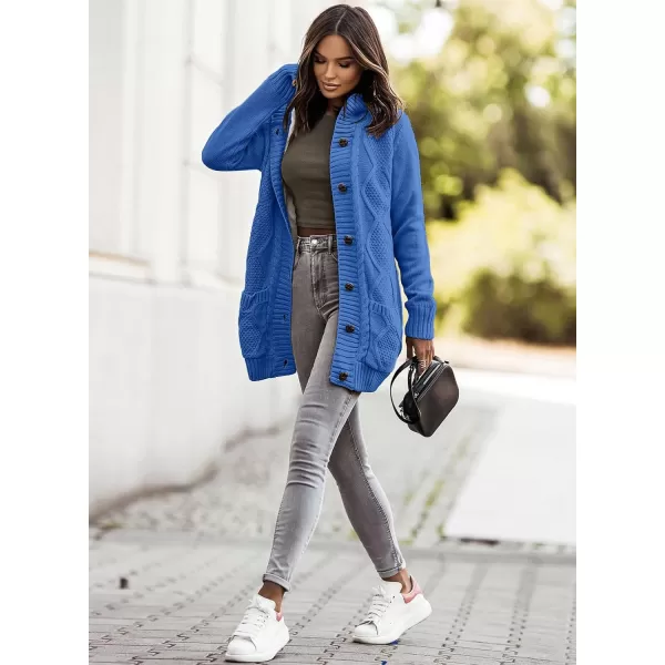 Sidefeel Women's Cardigan Sweaters Hooded Fleece Lined Button Down Front Jackets Winter Coat with Pockets