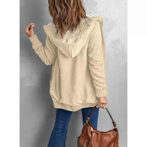 Sidefeel Women's Cardigan Sweaters Hooded Fleece Lined Button Down Front Jackets Winter Coat with Pockets