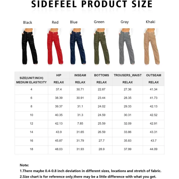 Sidefeel Women's Cargo Jeans Casual Loose Mid Rise Wide Leg Denim Pants