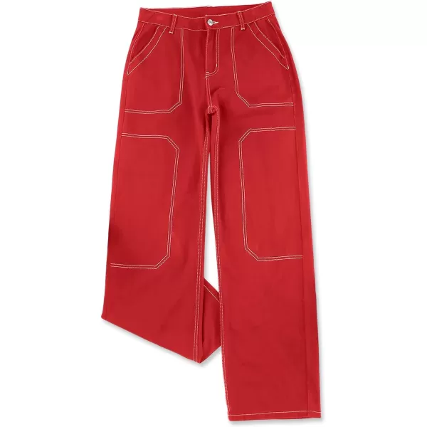 Sidefeel Women's Cargo Jeans Casual Loose Mid Rise Wide Leg Denim Pants