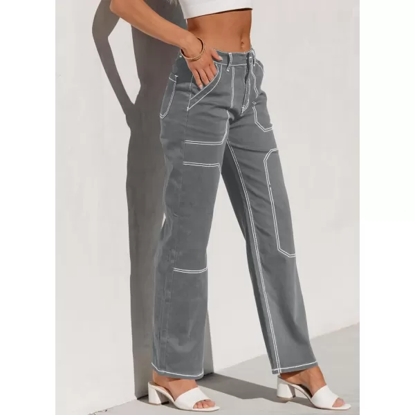 Sidefeel Women's Cargo Jeans Casual Loose Mid Rise Wide Leg Denim Pants