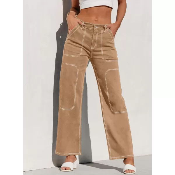 Sidefeel Women's Cargo Jeans Casual Loose Mid Rise Wide Leg Denim Pants
