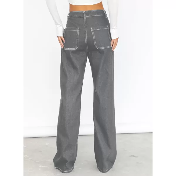 Sidefeel Women's Cargo Jeans Casual Loose Mid Rise Wide Leg Denim Pants