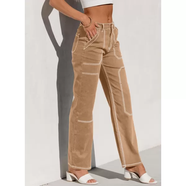 Sidefeel Women's Cargo Jeans Casual Loose Mid Rise Wide Leg Denim Pants