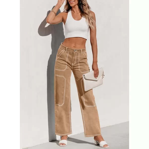 Sidefeel Women's Cargo Jeans Casual Loose Mid Rise Wide Leg Denim Pants