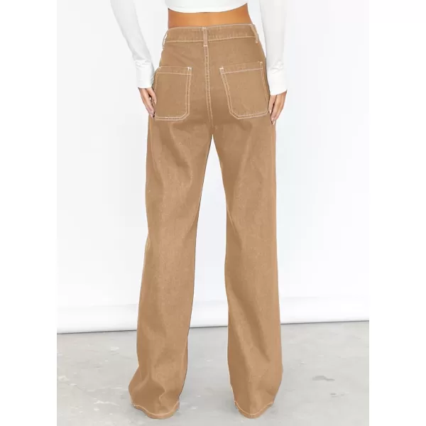 Sidefeel Women's Cargo Jeans Casual Loose Mid Rise Wide Leg Denim Pants
