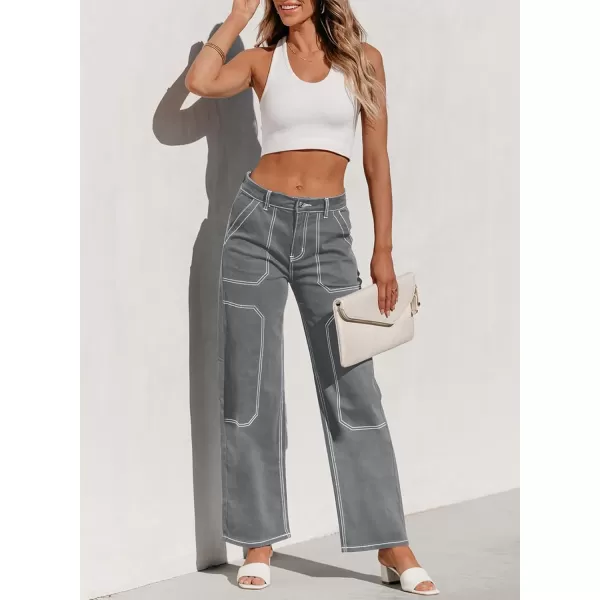 Sidefeel Women's Cargo Jeans Casual Loose Mid Rise Wide Leg Denim Pants