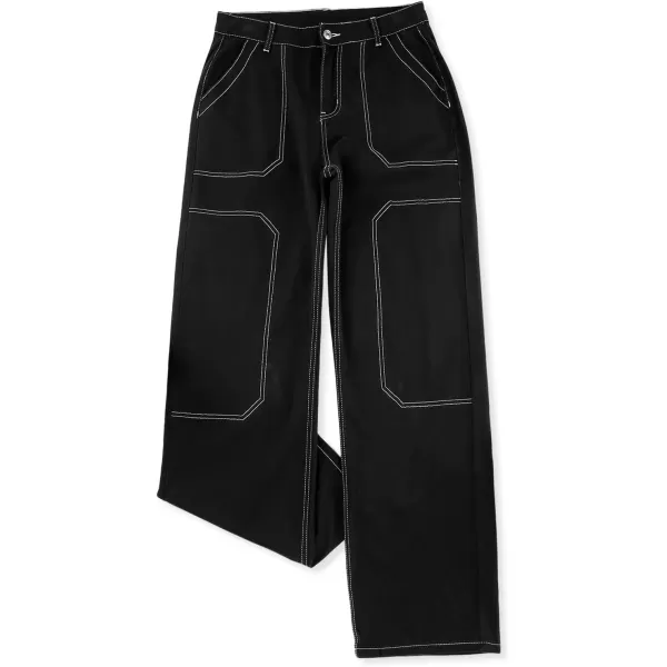 Sidefeel Women's Cargo Jeans Casual Loose Mid Rise Wide Leg Denim Pants