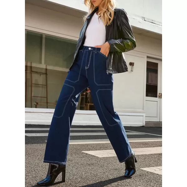 Sidefeel Women's Cargo Jeans Casual Loose Mid Rise Wide Leg Denim Pants