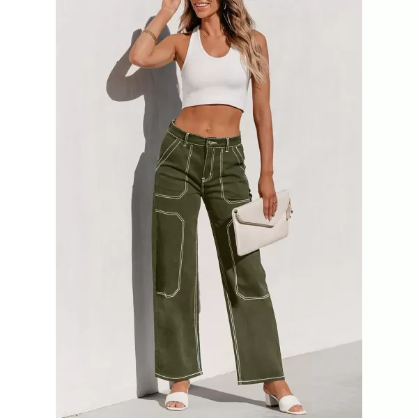 Sidefeel Women's Cargo Jeans Casual Loose Mid Rise Wide Leg Denim Pants