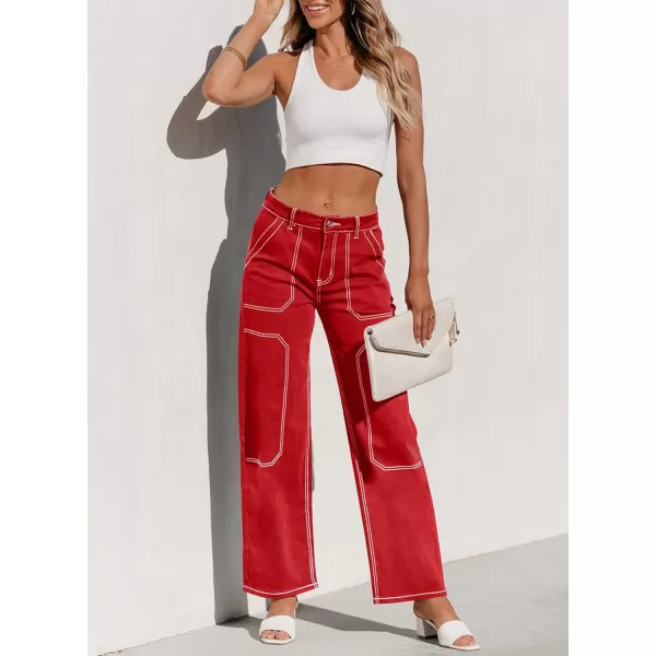 Sidefeel Women's Cargo Jeans Casual Loose Mid Rise Wide Leg Denim Pants