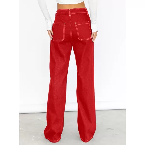 Sidefeel Women's Cargo Jeans Casual Loose Mid Rise Wide Leg Denim Pants