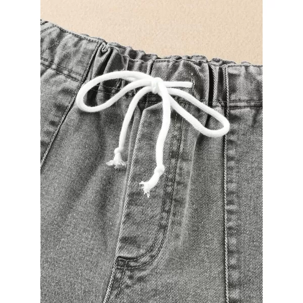 Sidefeel Womens Casual Elastic Waist Rolled Hem Denim Shorts Drawstring Loose Fit Jean Shorts